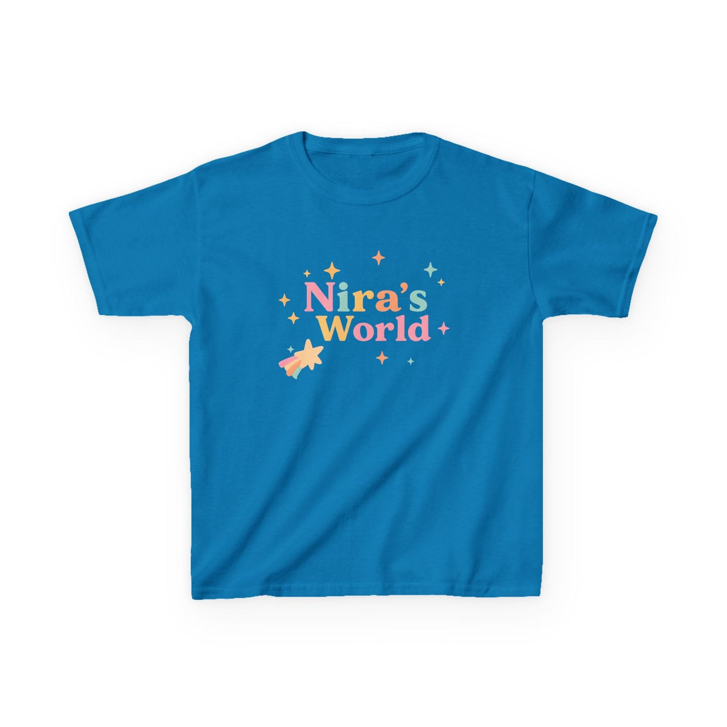 Kids T-Shirt — "Nira's World" Pastel Rocket Graphic