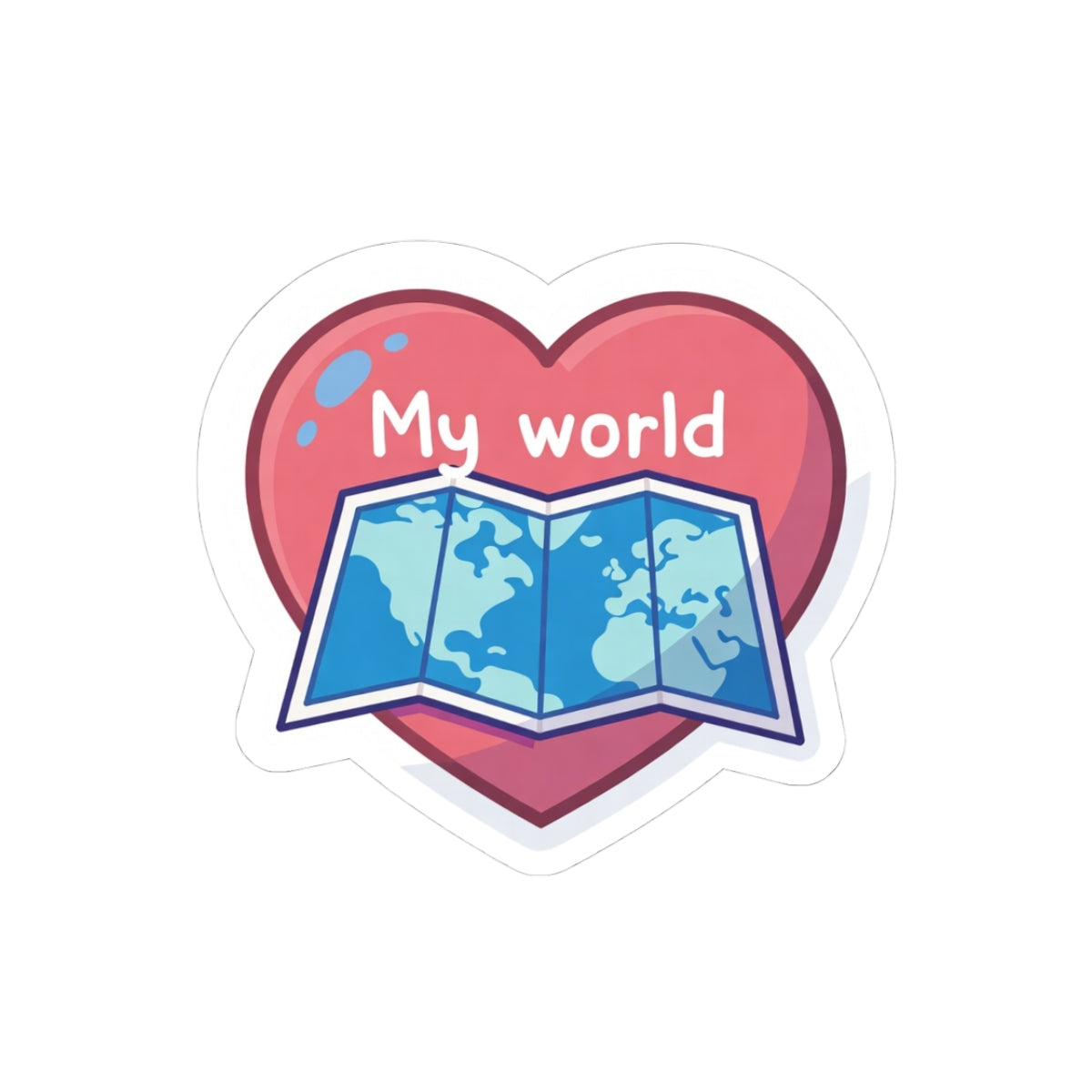 My World Heart Map Kiss-Cut Sticker