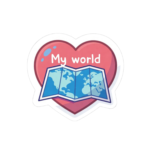 My World Heart Map Kiss-Cut Sticker
