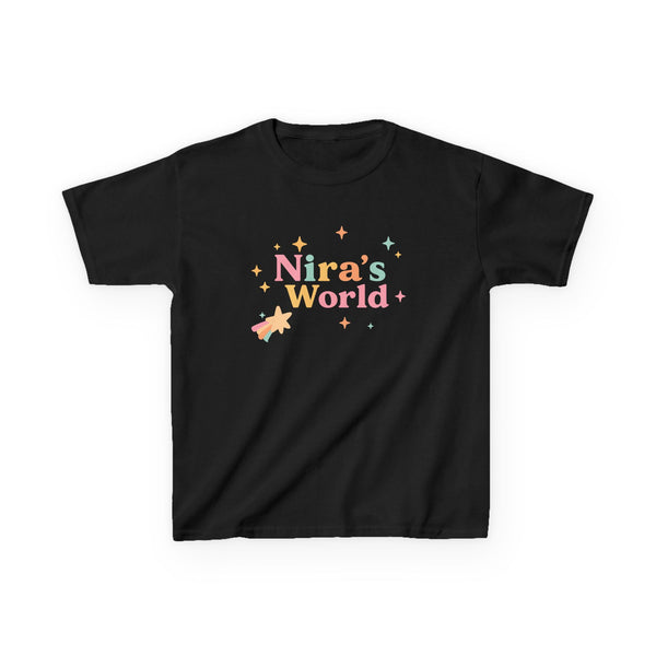 Kids T-Shirt — "Nira's World" Pastel Rocket Graphic
