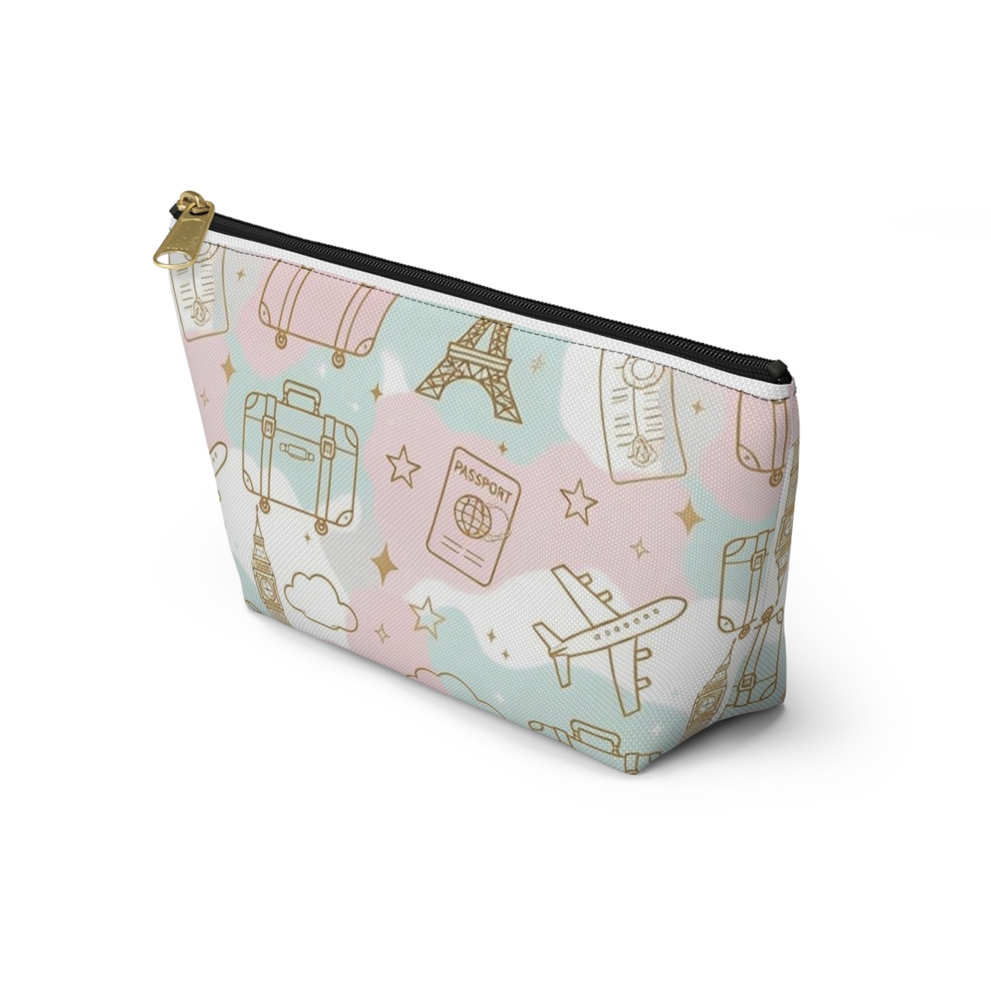 Travel Print Accessory Pouch — Pastel Passport & Luggage Cosmetic Bag