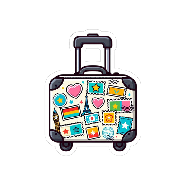 Travel Sticker — Cute Luggage Sticker Sheet with Hearts & Passport Stamps
