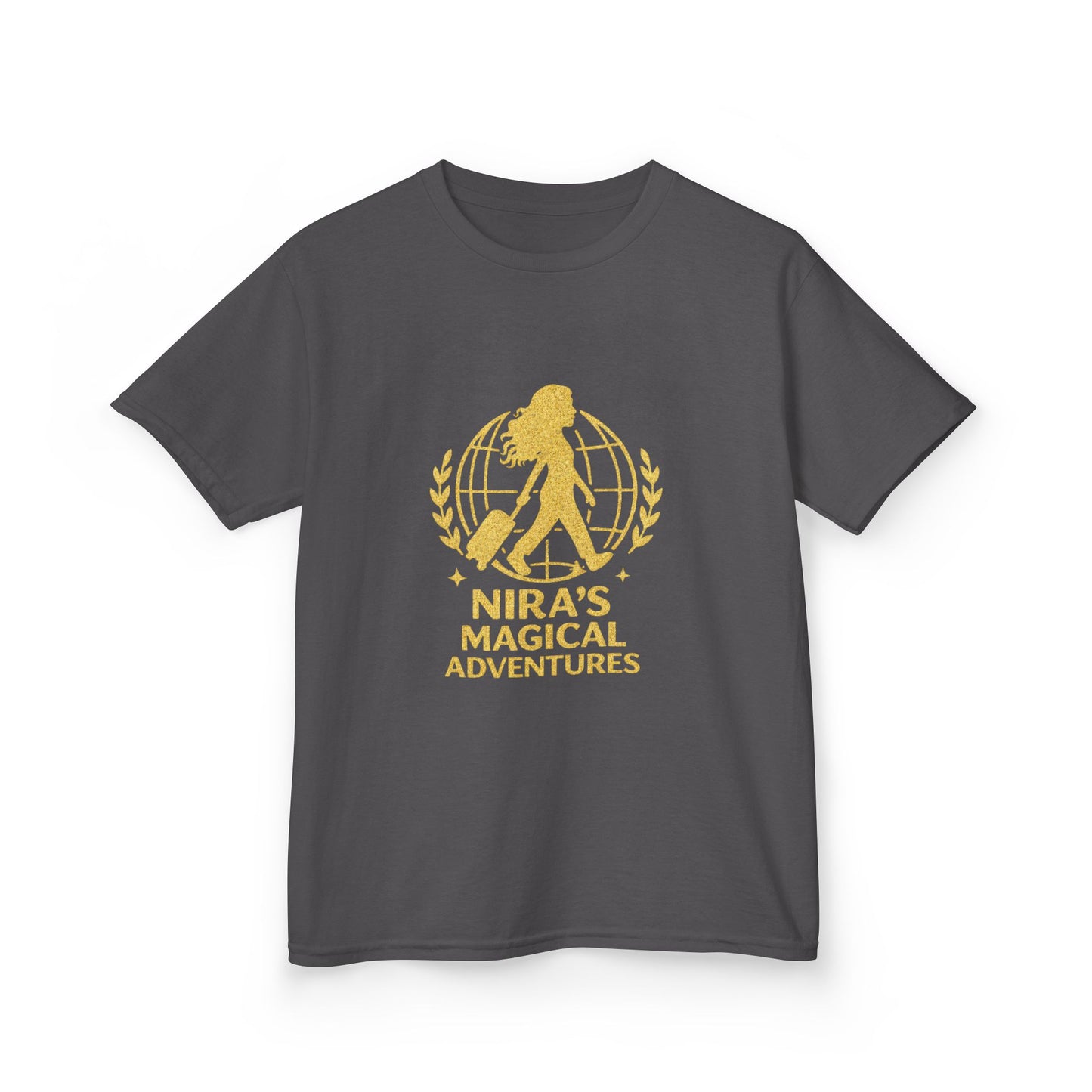 Kids Tee — "Nira’s Magical Adventures" Gold Silhouette