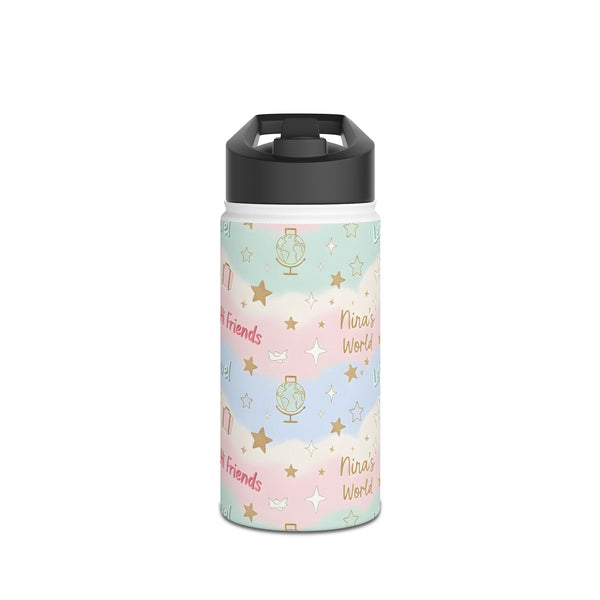 Pastel Water Bottle — "Nira's World" Cute Stars & Hi Friends Stainless Steel Bottle