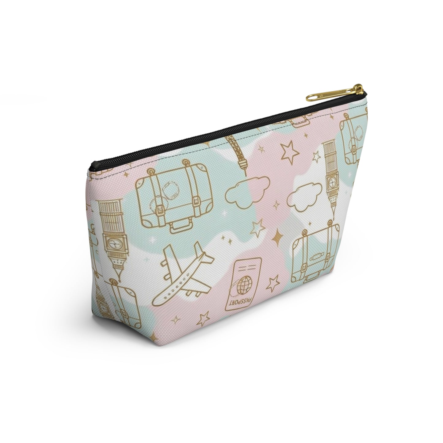 Travel Print Accessory Pouch — Pastel Passport & Luggage Cosmetic Bag