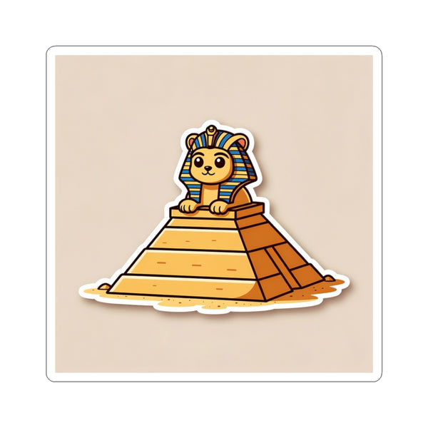 Cute Sphinx Pyramid Sticker — Egyptian Cat Kiss-Cut Vinyl Decal