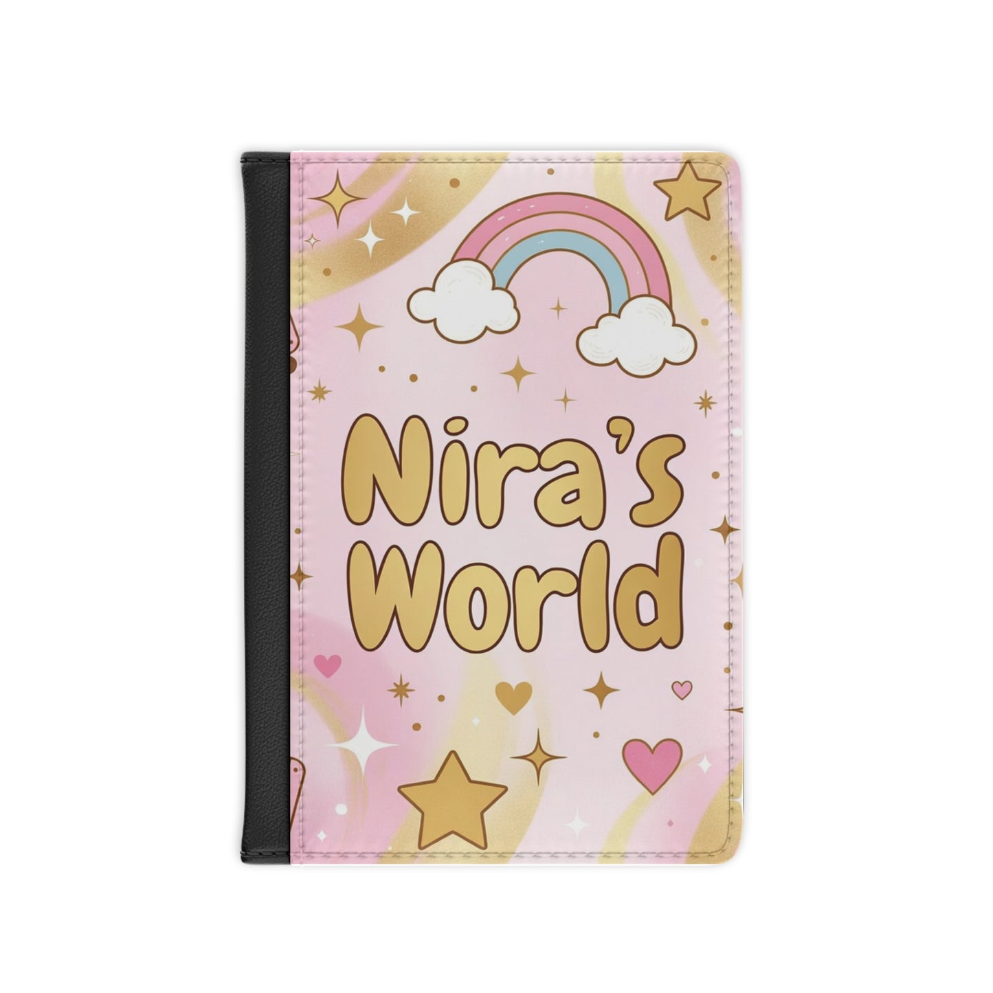 Personalized Passport Cover — "Nira's World" Cute Rainbow Travel Wallet for Kids & Teens
