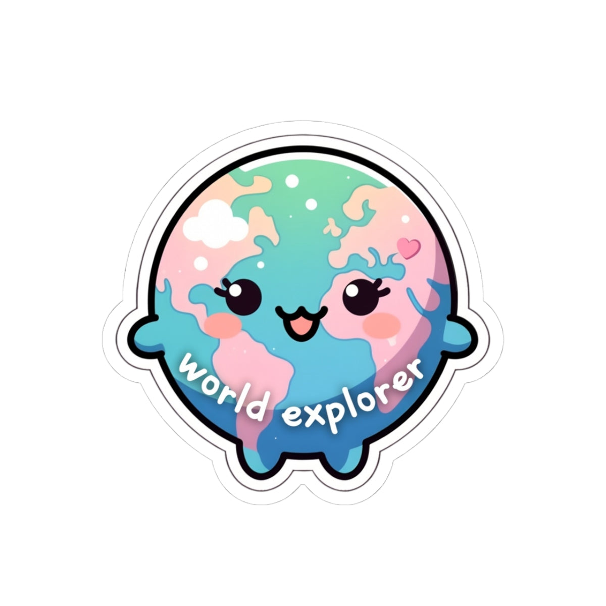 World Explorer Cute Globe Kiss-Cut Sticker — Kawaii Travel Laptop Decal