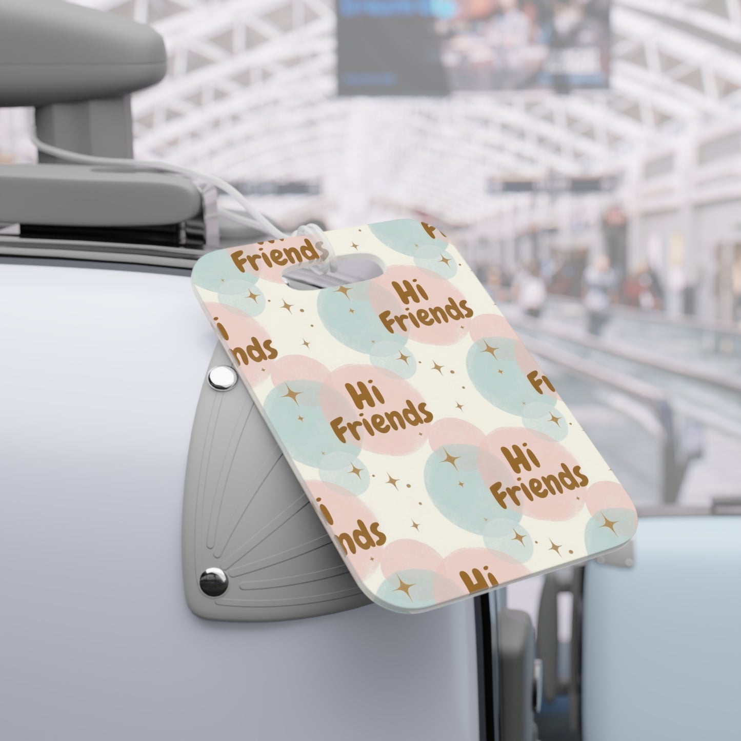 Hi Friends Luggage Tag — Pastel Retro Bubbles Travel ID