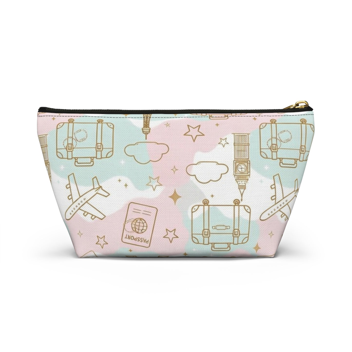 Travel Print Accessory Pouch — Pastel Passport & Luggage Cosmetic Bag