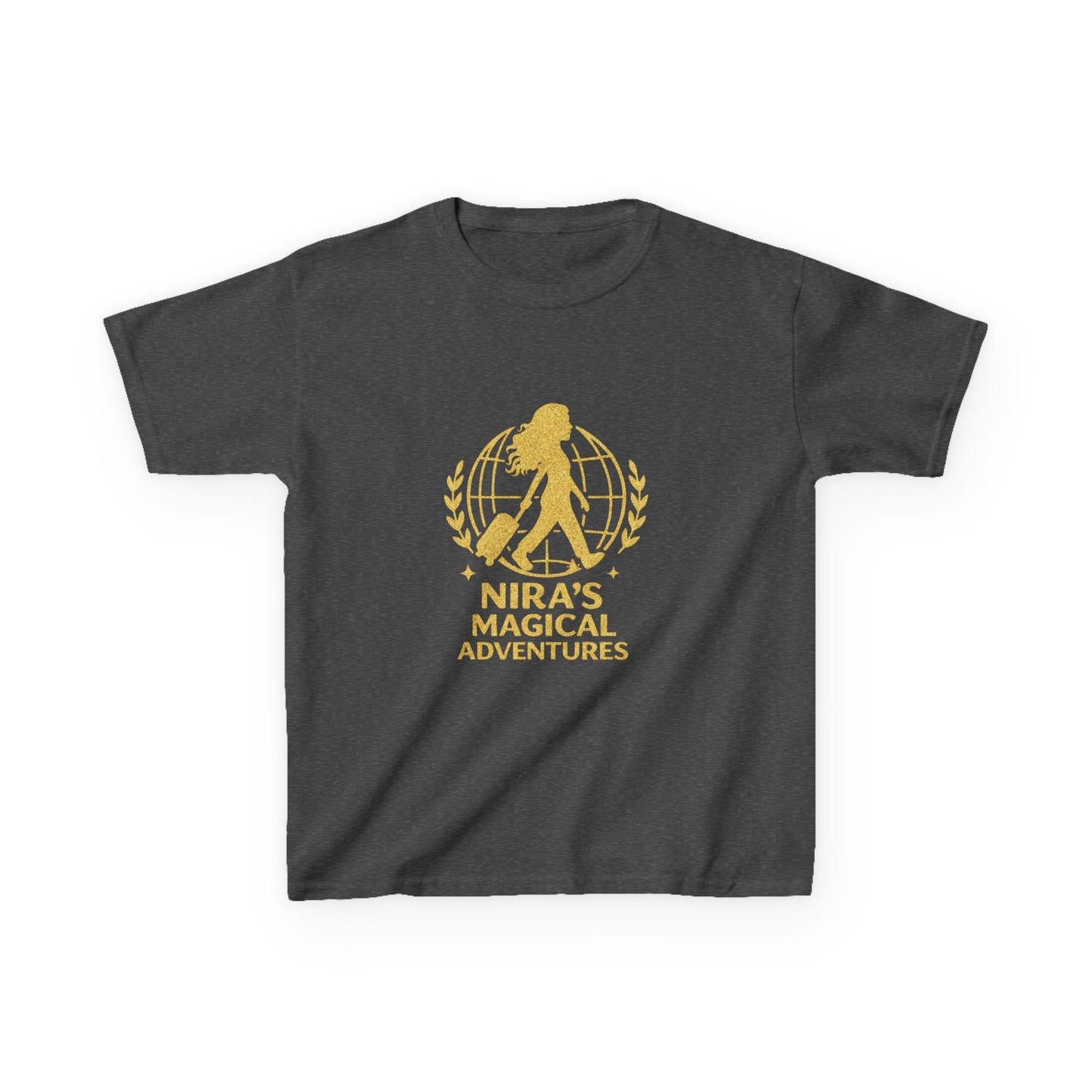 Kids Tee — "Nira’s Magical Adventures" Gold Silhouette