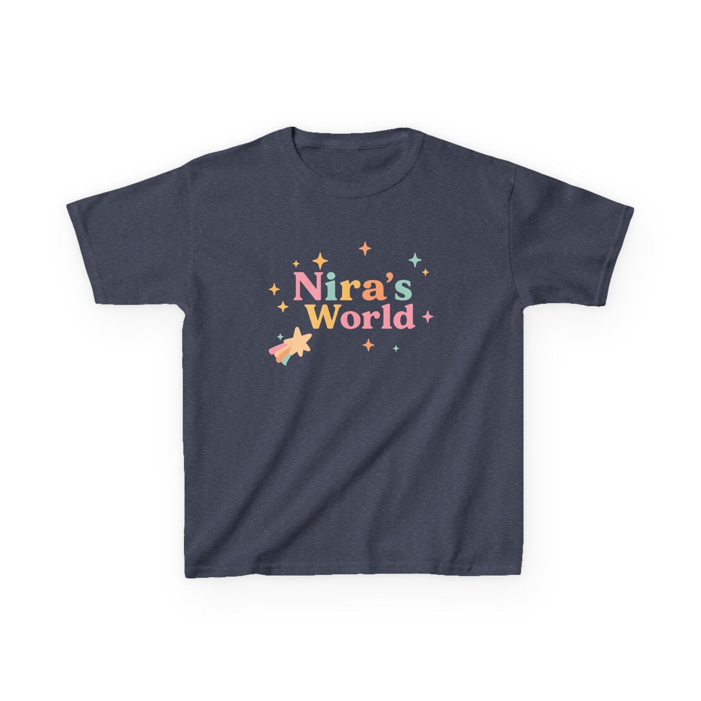 Kids T-Shirt — "Nira's World" Pastel Rocket Graphic