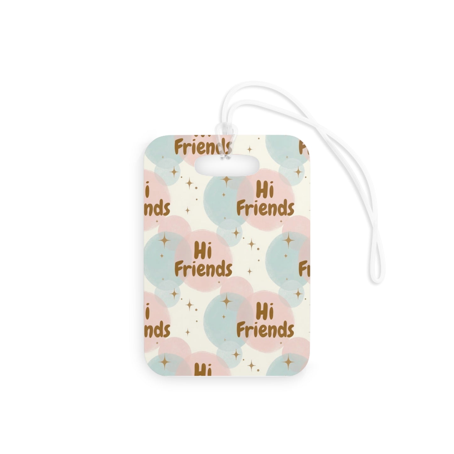 Hi Friends Luggage Tag — Pastel Retro Bubbles Travel ID