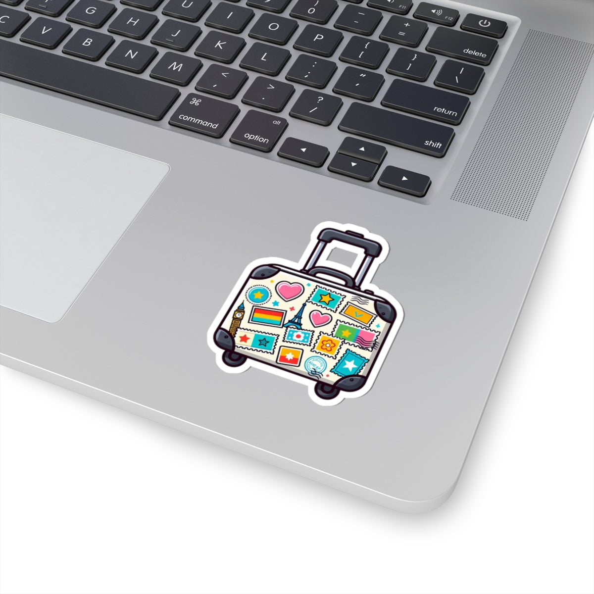 Travel Sticker — Cute Luggage Sticker Sheet with Hearts & Passport Stamps