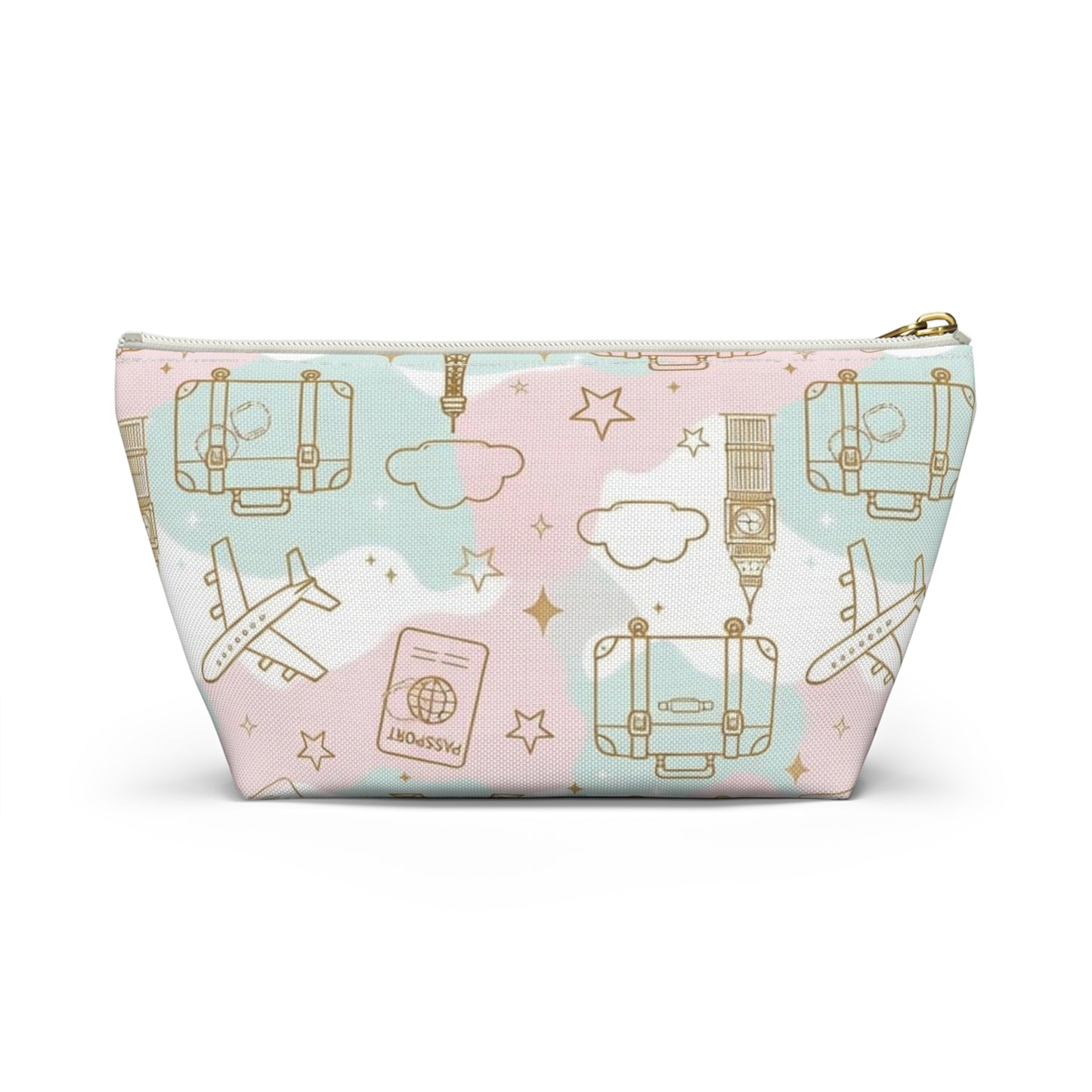 Travel Print Accessory Pouch — Pastel Passport & Luggage Cosmetic Bag