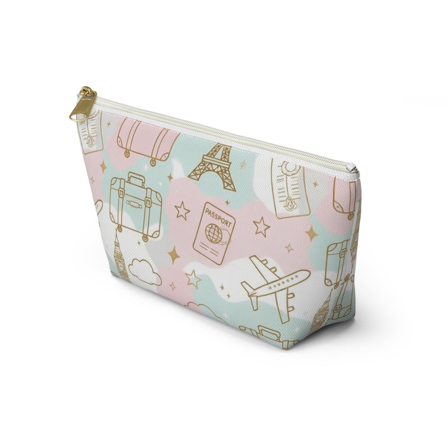 Travel Print Accessory Pouch — Pastel Passport & Luggage Cosmetic Bag