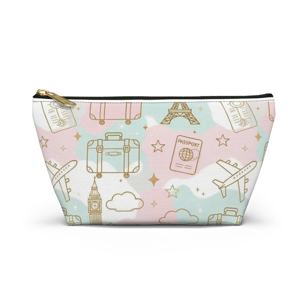 Travel Print Accessory Pouch — Pastel Passport & Luggage Cosmetic Bag