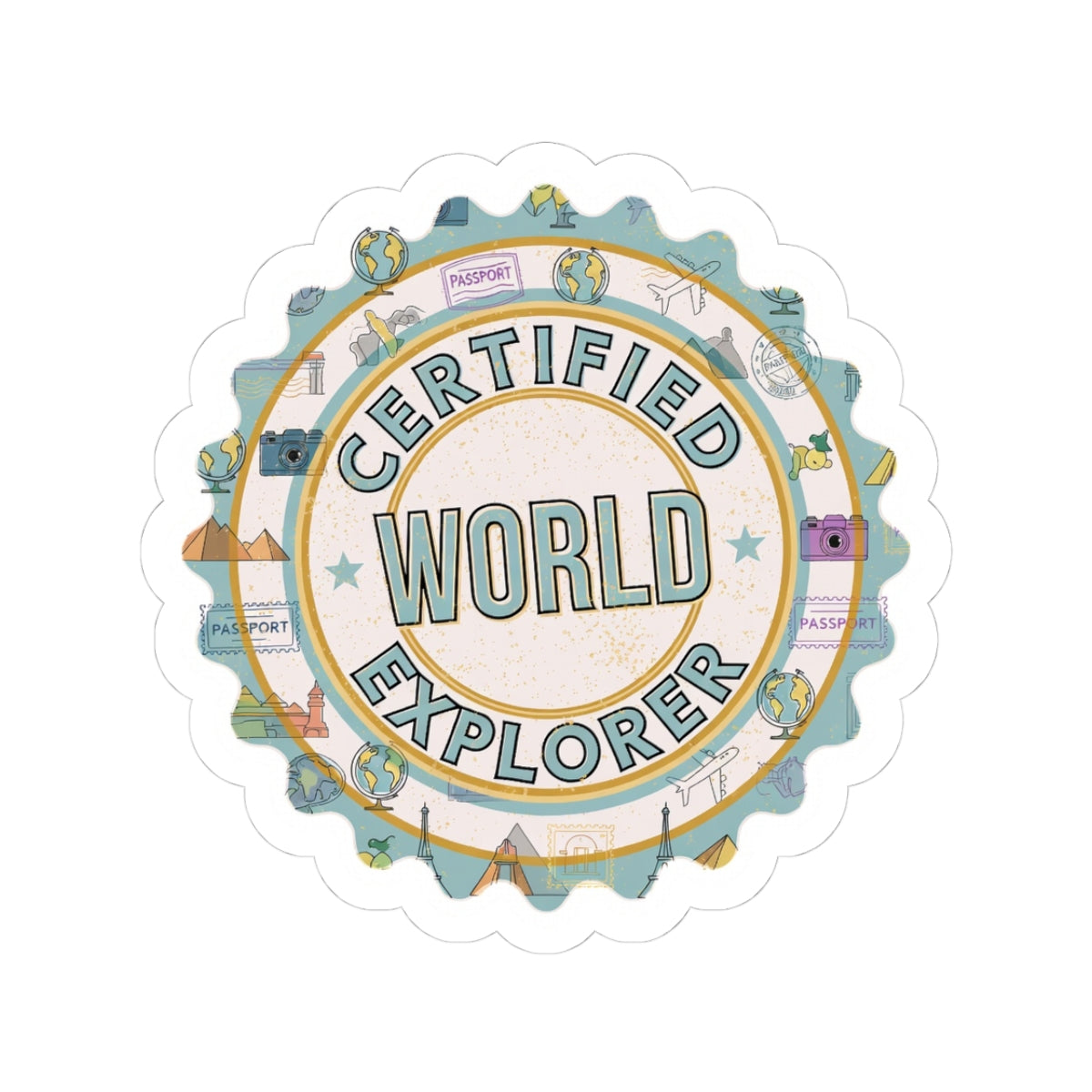Certified World Explorer Kiss-Cut Sticker