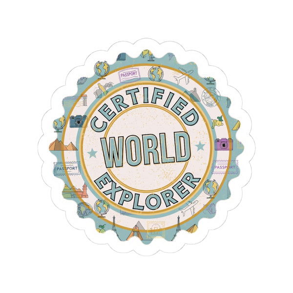 Certified World Explorer Kiss-Cut Sticker