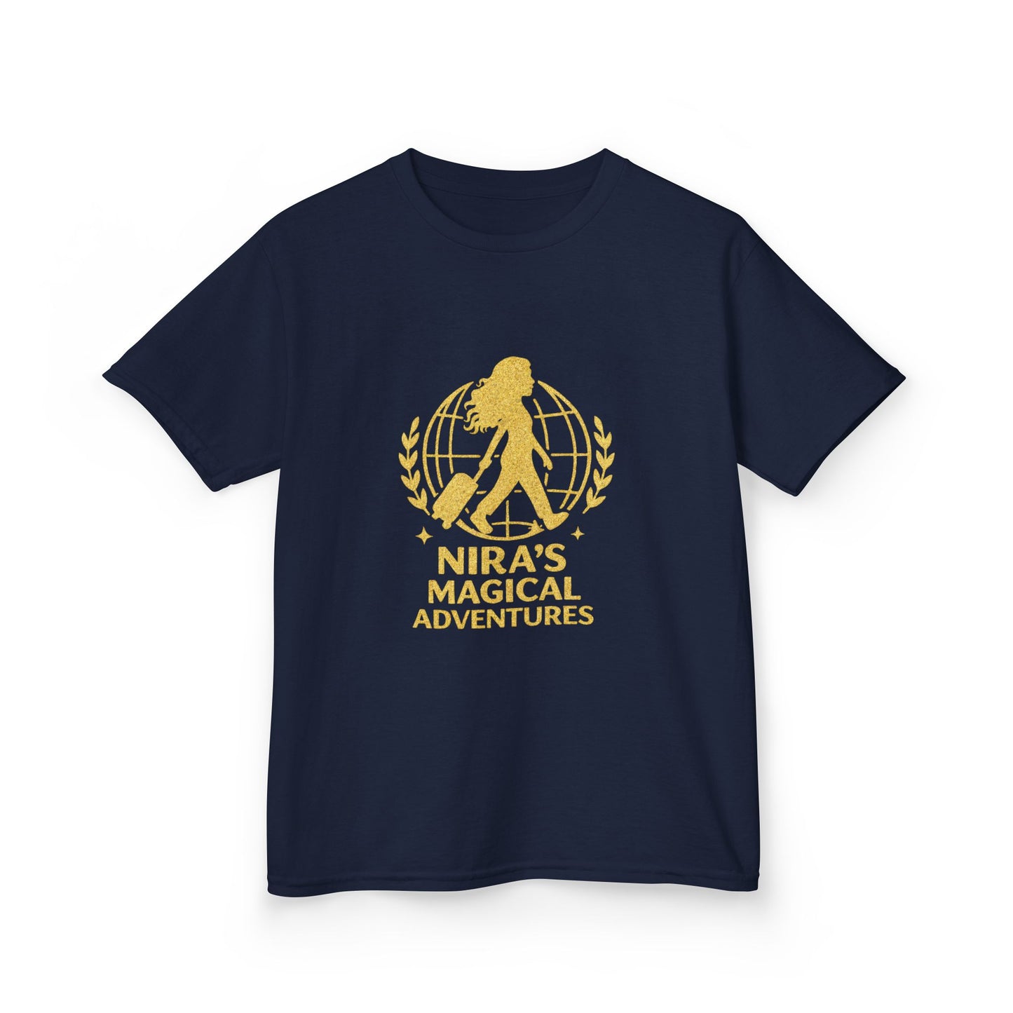 Kids Tee — "Nira’s Magical Adventures" Gold Silhouette