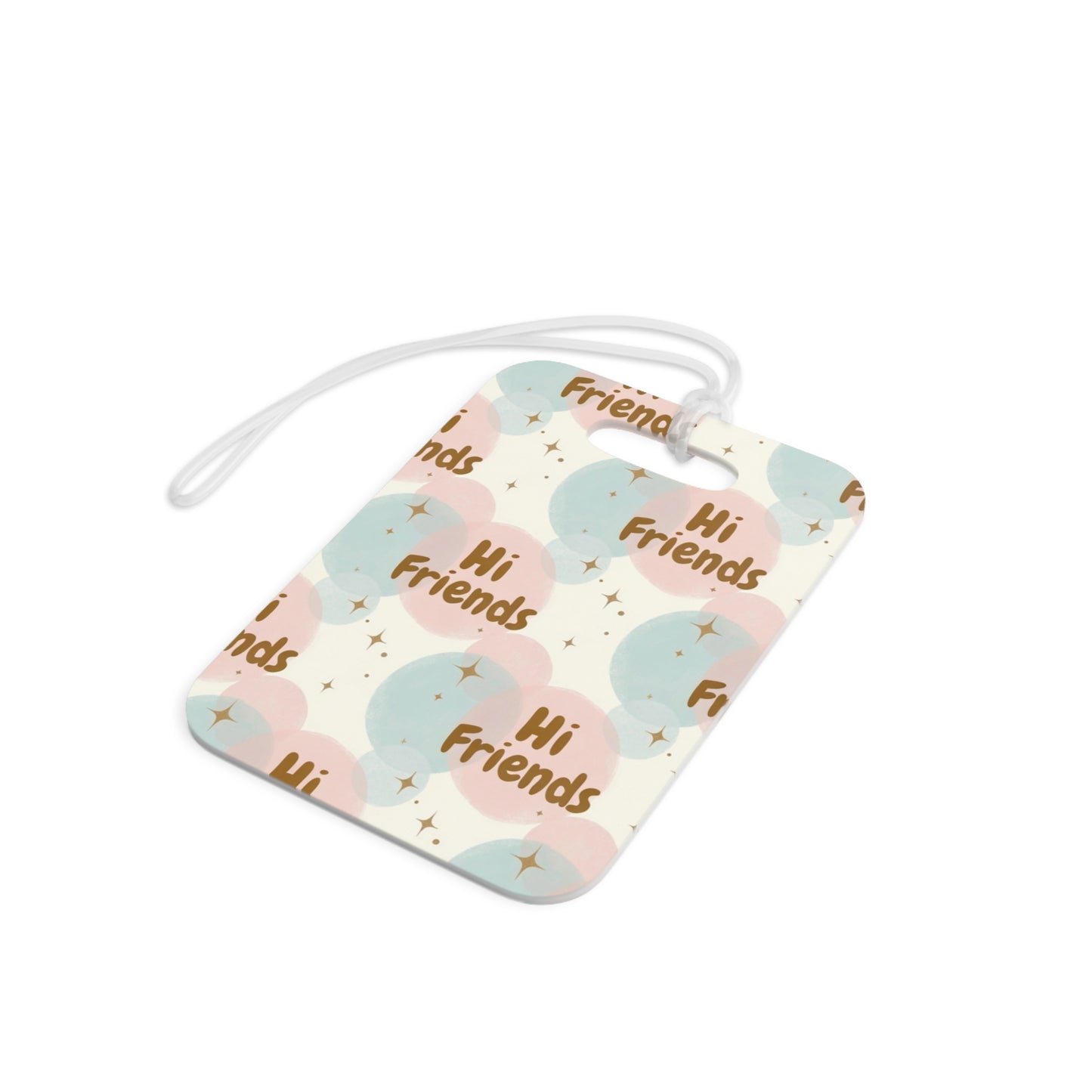 Hi Friends Luggage Tag — Pastel Retro Bubbles Travel ID