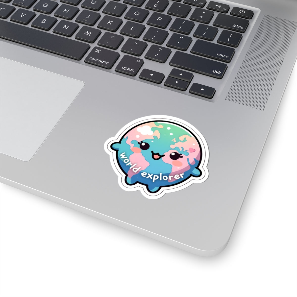 World Explorer Cute Globe Kiss-Cut Sticker — Kawaii Travel Laptop Decal