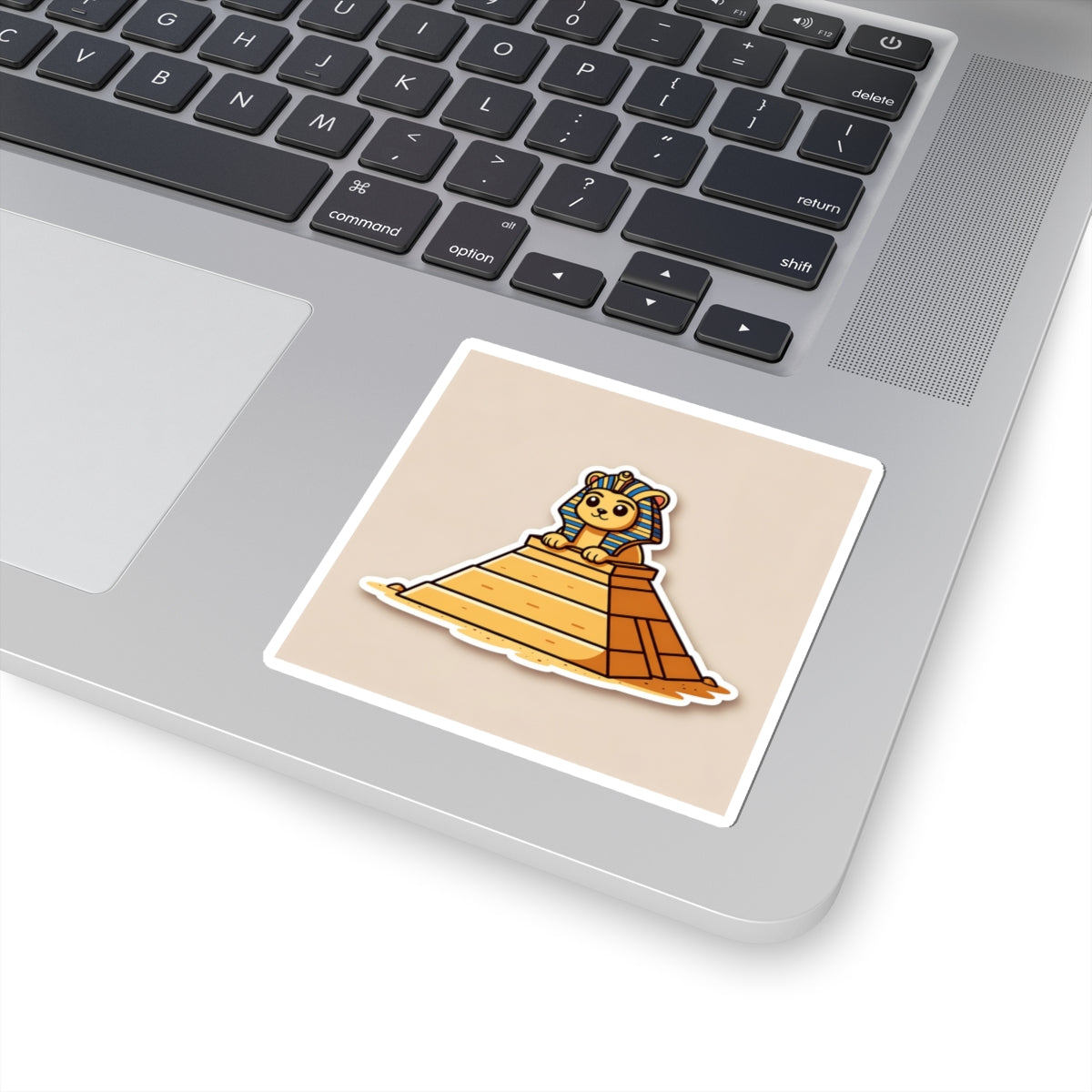 Cute Sphinx Pyramid Sticker — Egyptian Cat Kiss-Cut Vinyl Decal