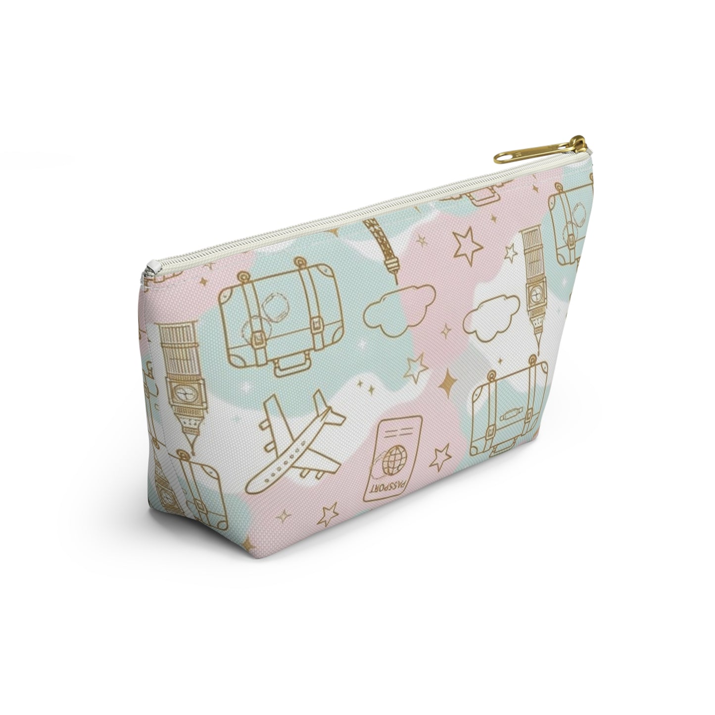 Travel Print Accessory Pouch — Pastel Passport & Luggage Cosmetic Bag